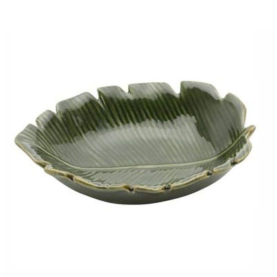 Folha Decorativa Cerâmica Banana Leaf Verde Lyor 16x12x4cm