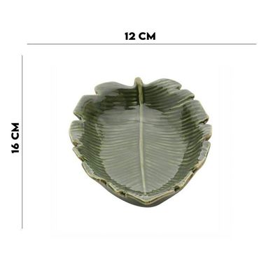 Folha Decorativa Cerâmica Banana Leaf Verde Lyor 16x12x4cm