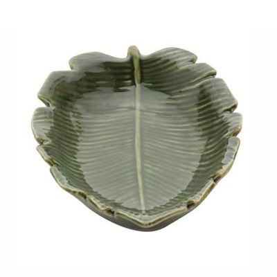 Folha Decorativa Cerâmica Banana Leaf Verde Lyor 16x12x4cm