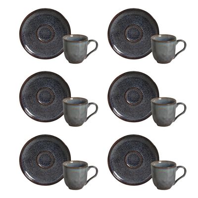 Conjunto de Xícaras de Café com Pires Porto Brasil Bio Titanium 6 peças - 120 ml Azul