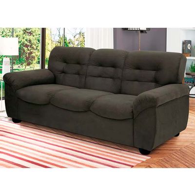 Sofá de 3 e 2 Lugares Stillus II com 154 cm e 204 de Larguras e Revestidos em Tecido Suede Linoforte Marrom