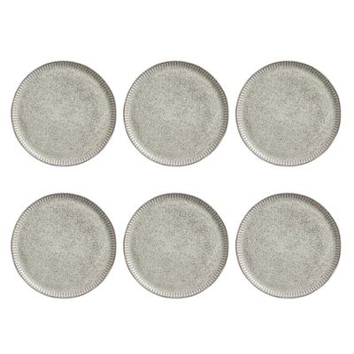 Conjunto de Pratos Rasos Porto Brasil Linhas Pistache com 6 Peças Bege