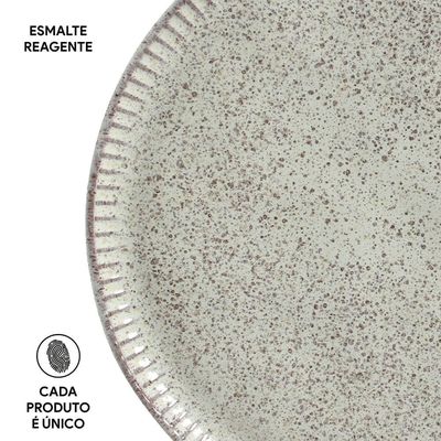Conjunto de Pratos Rasos Porto Brasil Linhas Pistache com 6 Peças Bege