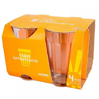 Conjunto de Copos Americanos Nadir 450 ml 4 peças Transparente