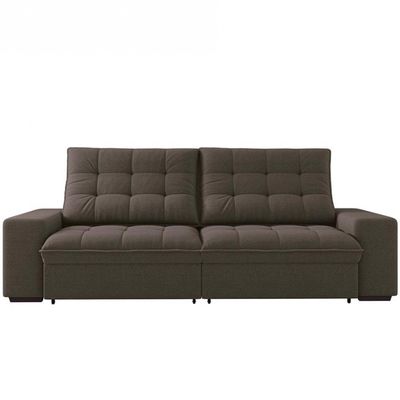 Sofá 4 Lugares Retrátil/Reclinável Linoforte Benetton com Revestimento em Suede Castor