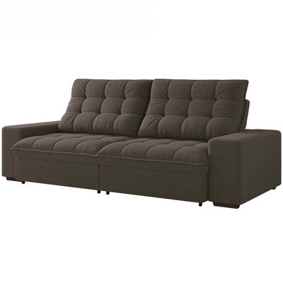 Sofá 4 Lugares Retrátil/Reclinável Linoforte Benetton com Revestimento em Suede Castor