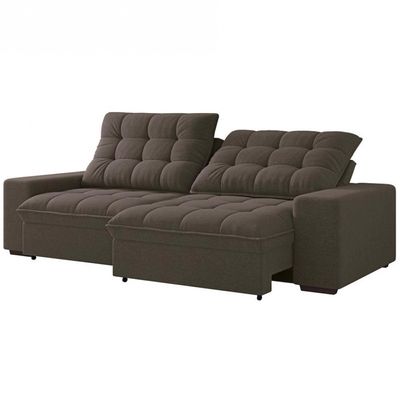 Sofá 4 Lugares Retrátil/Reclinável Linoforte Benetton com Revestimento em Suede Castor