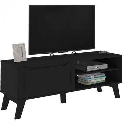 Rack Artely Lotus com 134 cm de Largura, 1 Porta Basculante, Ideal para TV de Até 60 Preto