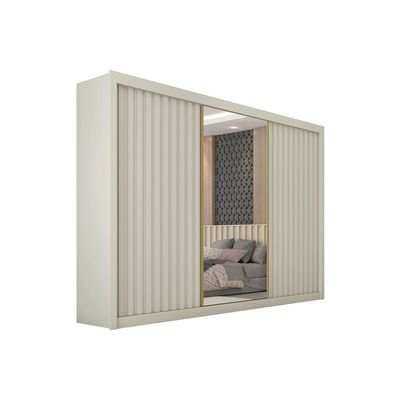 Guarda-Roupa Europa Grécia com Espelho 3 Portas 6 Gavetas 226cm Off White