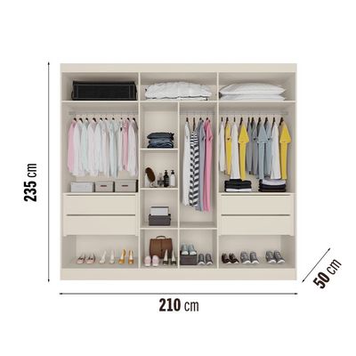 Guarda-Roupa Europa Mademarques Sicilia 2 Portas e 4 Gavetas 210cm Off White