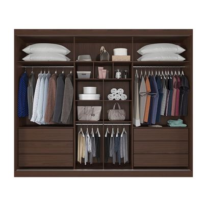 Guarda-Roupa Europa Grécia com Espelho 3 Portas 6 Gavetas 226cm Ipê com Off White