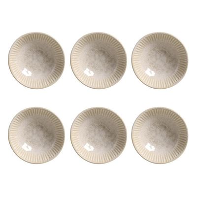Conjunto de Cumbucas Porto Brasil Cerâmica Linhas Latte 6 peças 370 ml Bege