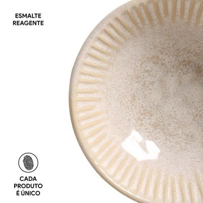 Conjunto de Cumbucas Porto Brasil Cerâmica Linhas Latte 6 peças 370 ml Bege