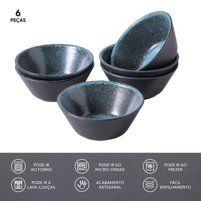 Conjunto de Cumbucas Porto Brasil Neo Night Sky 6 peças 370 ml Azul