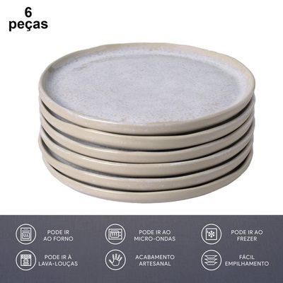 Conjunto de Prato de Pão Porto Brasil Bio Latte 6 peças Bege