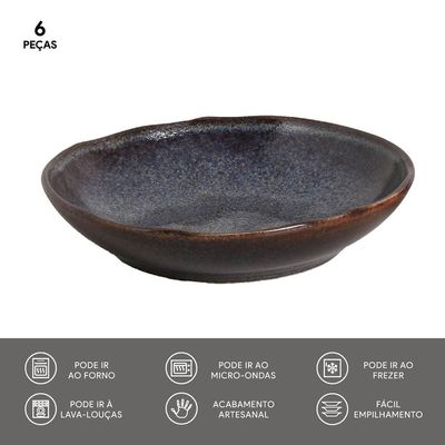 Conjunto de Pratos Fundos Porto Brasil Bio Titanium com 6 Peças Azul
