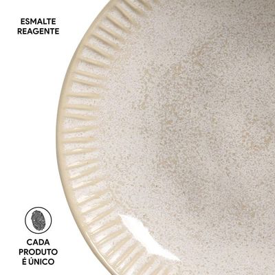 Conjunto de Pratos Fundos Porto Brasil Linhas Latte com 6 Peças Bege