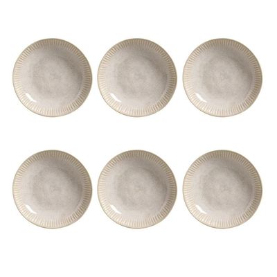 Conjunto de Pratos Fundos Porto Brasil Linhas Latte com 6 Peças Bege