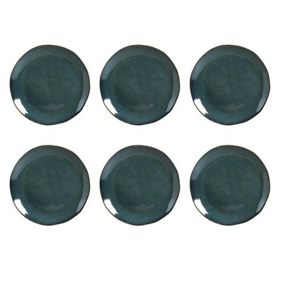 Conjunto de Pratos Rasos Porto Brasil Orgânico Oceano com 6 Peças Azul