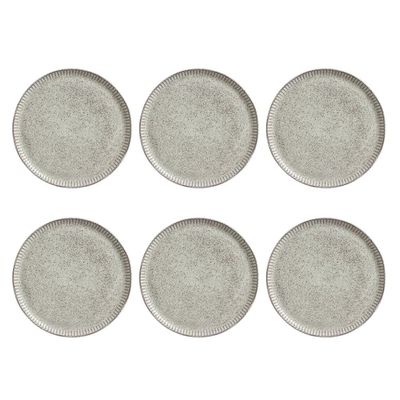Conjunto de Pratos Rasos Porto Brasil Linhas Pistache com 6 Peças Bege