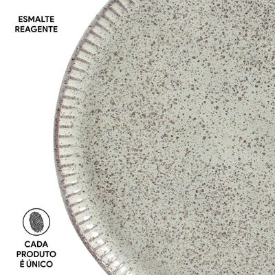 Conjunto de Pratos Rasos Porto Brasil Linhas Pistache com 6 Peças Bege