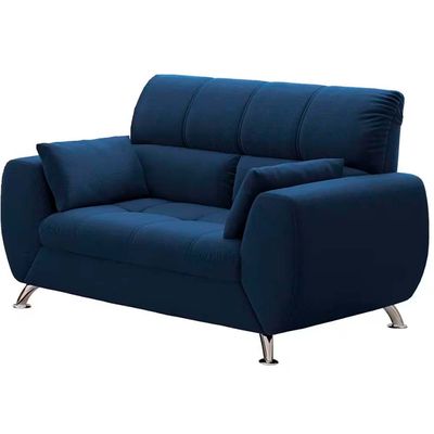 Sofá de 3 e 2 Lugares Bélgica com 154 cm e 204 de Larguras e Revestidos em Tecido Suede Linoforte Azul Marinho