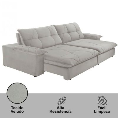 Sofá Gaia Veludo 02 Módulos 80 Cm B25cm Meu Sofá Online B026 Veludo Prata