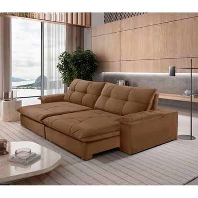 Sofá Gaia Veludo 02 Módulos 90 Cm B25cm Meu Sofá Online B016 Veludo Marrom