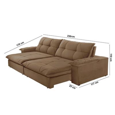 Sofá Gaia Veludo 02 Módulos 90 Cm B25cm Meu Sofá Online B016 Veludo Marrom