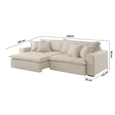 Sofá Zen Linho 02 Módulos 90 Cm B25 Meu Sofá Online A302 Linho Branco