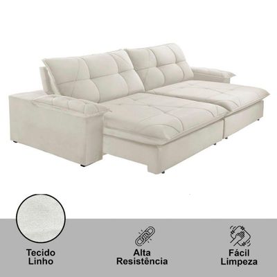 Sofá Gaia Linho 02 Módulos 100 Cm B25cm Meu Sofá Online A302 Linho Branco
