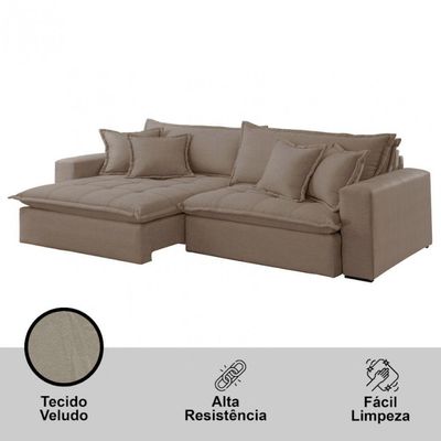 Sofá Zen Veludo 02 Módulos 80 Cm B25 Meu Sofá Online B002 Veludo Capuccino
