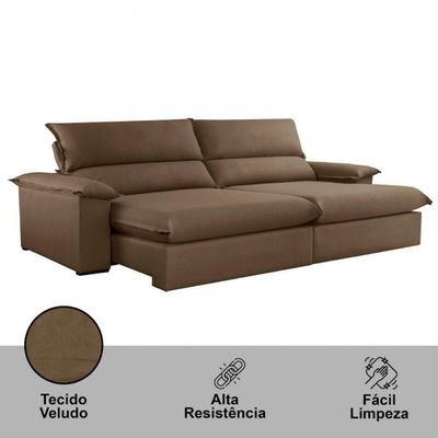 Sofá Filadélfia Veludo 02 Módulos 90cm B25cm Meu Sofá Online B016 Veludo Marrom