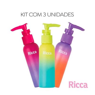 Conjunto Viagem 3 Frascos Tampa Válvula Degradê Ricca 100ml
