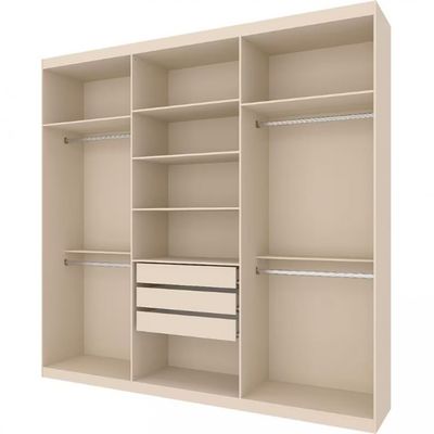 Guarda Roupa Casal Bartira Genova com 6 Portas 3 Gavetas e 236,7 cm Areia
