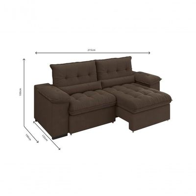 Sofá Arezzo Retrátil/reclinável 4lugares Suede Marrom 2,15m - Xflex