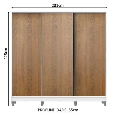 Guarda-Roupa Royale 100% MDF 3 Portas de Correr 8 Pés Madesa