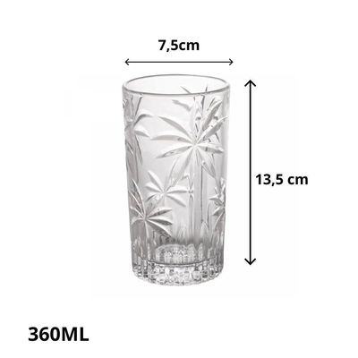 Copo Alto Transparente Cristal Palm Tree 360ml Wolff