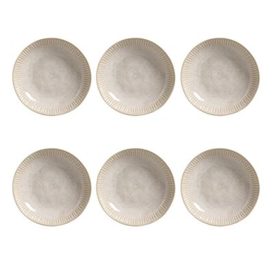 Conjunto de Pratos Fundos Porto Brasil Linhas Latte com 6 Peças Bege