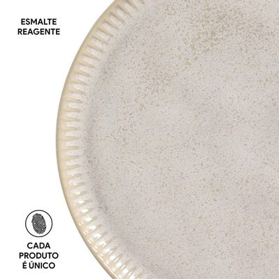 Conjunto de Pratos Rasos Porto Brasil Linhas Latte com 6 Peças Bege