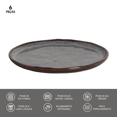 Conjunto de Pratos de Sobremesa Porto Brasil Bio Titanium com 6 peças Azul