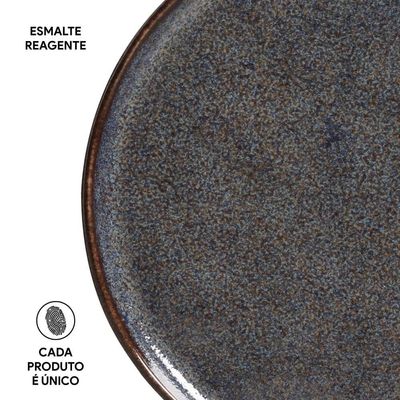 Conjunto de Pratos de Sobremesa Porto Brasil Bio Titanium com 6 peças Azul