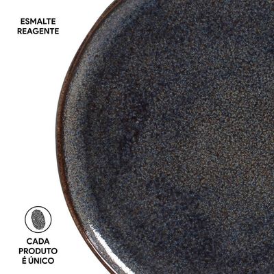 Conjunto de Pratos Rasos Porto Brasil Bio Titanium com 6 Peças Azul