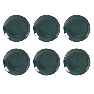 Conjunto de Pratos Rasos Porto Brasil Orgânico Oceano com 6 Peças Azul