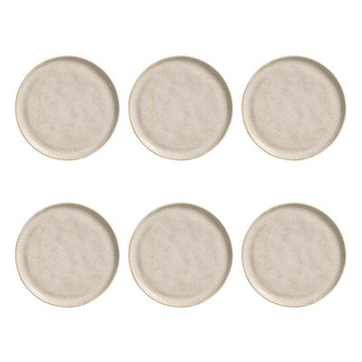 Conjunto de Pratos de Sobremesa Porto Brasil Linhas Latte com 6 peças Bege