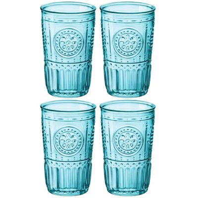Conjunto de Copos Luigi Bormioli Cooler Romantic 475 ml - 4 Peças Azul