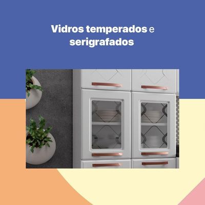 Armário Paneleiro Aço Telasul Mirage New Com Vidro Branco