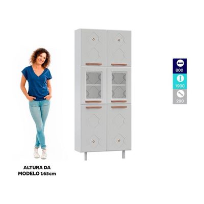 Armário Paneleiro Aço Telasul Mirage New Com Vidro Branco
