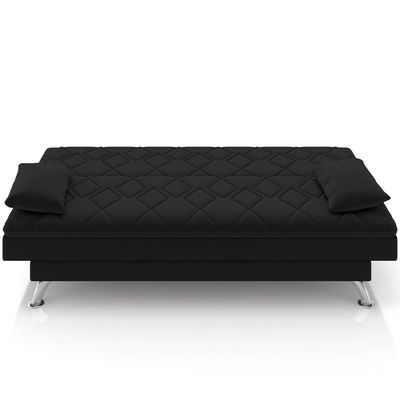 Sofá Cama para Sala de Estar Quarto 193cm Lia M03 Veludo Preto - Lyam Decor