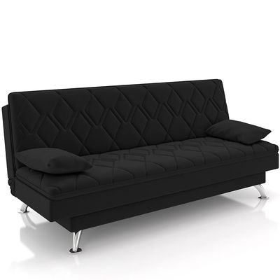 Sofá Cama para Sala de Estar Quarto 193cm Lia M03 Veludo Preto - Lyam Decor